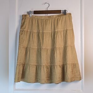 American Eagle Outfitters Gold Silk Tiered Skirt 8